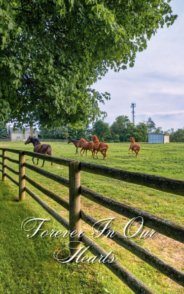 Forever In Our Hearts Cantering Horses: Memorial Funeral Book of Remembrance, Condolence, Guest Messages