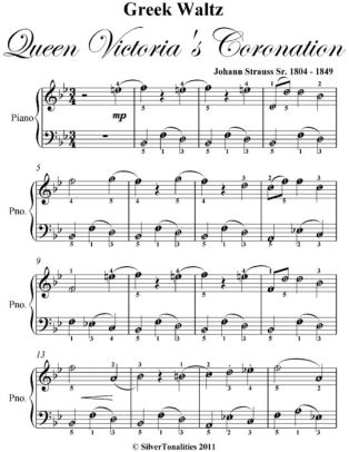 greek waltz queen victorias coronation easy piano sheet music by greek sheet music