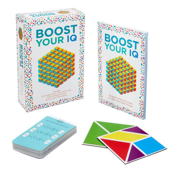 Boost Your IQ: Includes 64-page Puzzle Book, 48 Cards and a Press-Out Tangram Puzzle to Test Your Brain Power