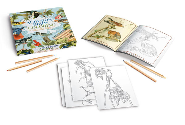 Audubon Birds Coloring Kit: Includes a 64-Page Book, 6 Frameable Coloring Prints and 10 Pencils