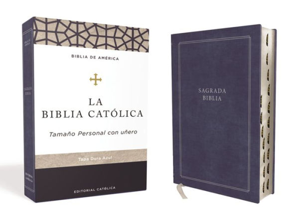 Biblia Católica, Tamaño personal,Tapa dura, Azul, con Índice, Comfort Print