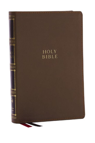 NKJV, Compact Center-Column Reference Bible, Brown Leathersoft, Red Letter, Comfort Print