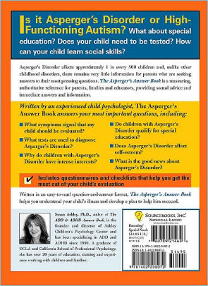 Resultado de imagem para the asperger's answer book the top 300 questions parents ask cover and back cover