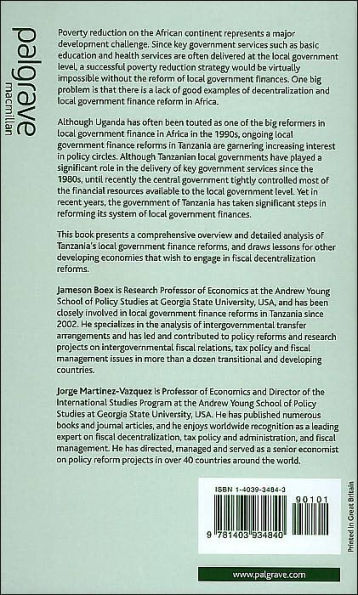 Local Government Financial Reform in Developing Countries: The Case of Tanzania
