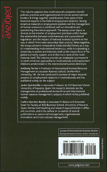 Multinationals, Institutions and the Construction of Transnational Practices: Convergence and Diversity in the Global Economy