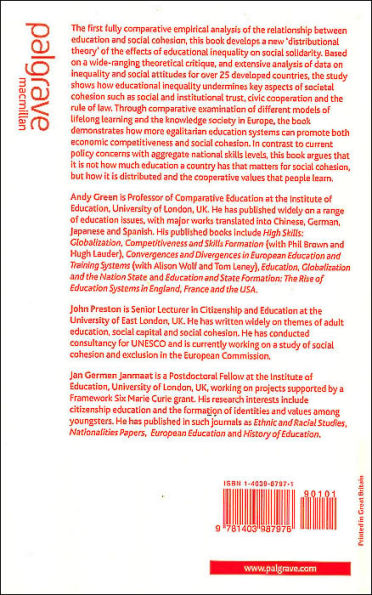 Education, Equality and Social Cohesion: A Comparative Analysis / Edition 1
