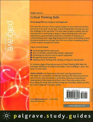 critical thinking skills developing effective analysis and argument (palgrave study skills)