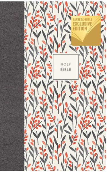 NKJV Thinline Bible, Red Letter Edition, Comfort Print, Orange Grey Floral (B&N Exclusive Edition)