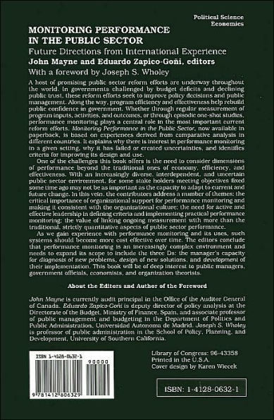 Monitoring Performance the Public Sector: Future Directions from International Experience