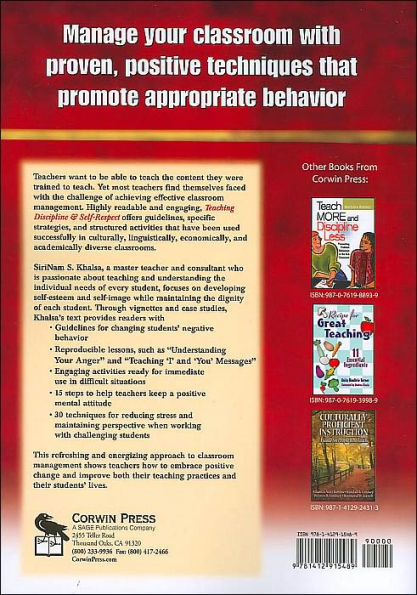 Teaching Discipline & Self-Respect: Effective Strategies, Anecdotes, and Lessons for Successful Classroom Management / Edition 1