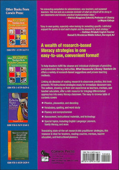 What Successful Literacy Teachers Do: 70 Research-Based Strategies for Teachers, Reading Coaches, and Instructional Planners / Edition 1