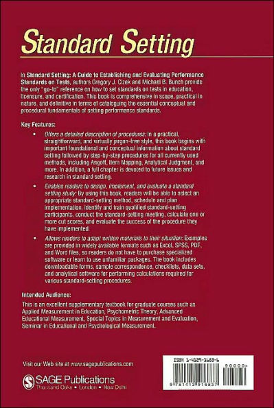 Standard Setting: A Guide to Establishing and Evaluating Performance Standards on Tests / Edition 1