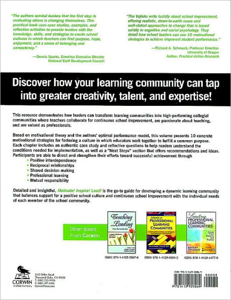 Motivate! Inspire! Lead!: 10 Strategies for Building Collegial Learning Communities / Edition 1