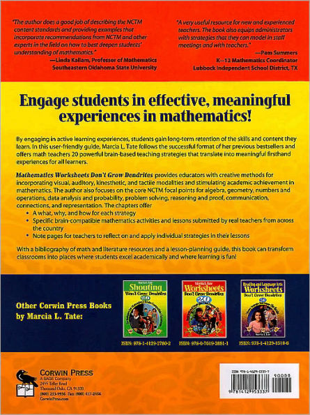 Mathematics Worksheets Don't Grow Dendrites: 20 Numeracy Strategies That Engage the Brain, PreK-8 / Edition 1