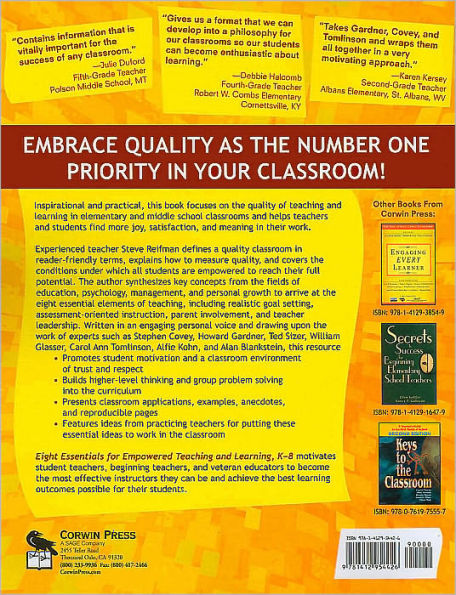 Eight Essentials for Empowered Teaching and Learning, K-8: Bringing Out the Best in Your Students / Edition 1