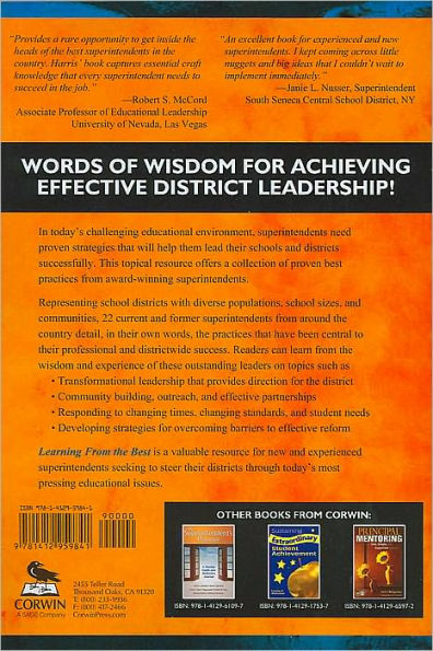 Learning From the Best: Lessons From Award-Winning Superintendents / Edition 1