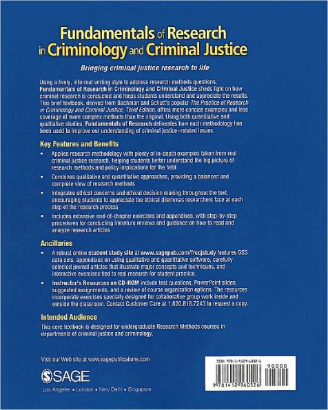 Fundamentals of Research in Criminology and Criminal Justice / Edition 1