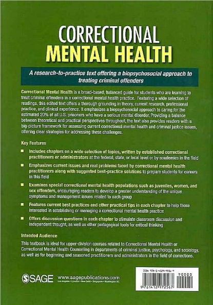 Correctional Mental Health: From Theory to Best Practice / Edition 1