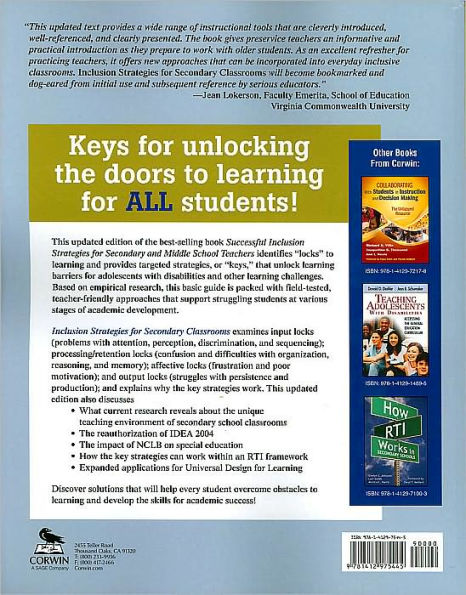 Inclusion Strategies for Secondary Classrooms: Keys for Struggling Learners