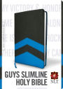Guys Slimline Bible NLT, TuTone (Red Letter, LeatherLike, Charcoal/Blue Chevron)