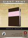 Holy Bible, Giant Print NLT, TuTone (LeatherLike, Pink/Brown, Indexed, Red Letter)