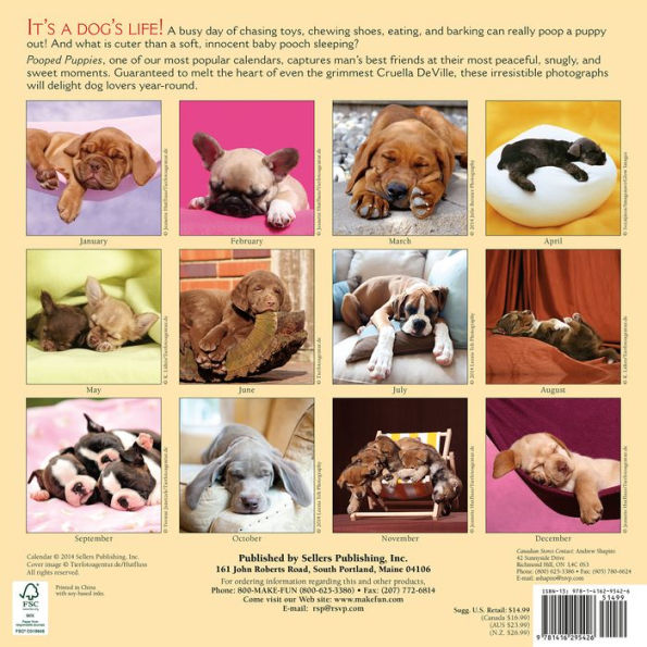 2015 Pooped Puppies Wall Calendar