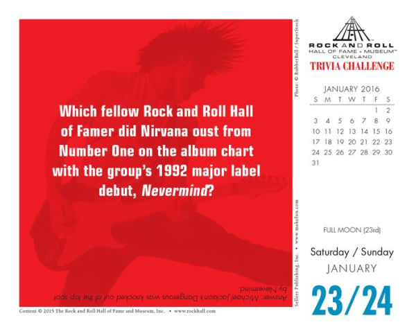 2016 Rock and Roll Hall of Fame Trivia Challenge Box Daily Calendar