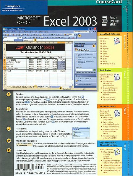 Microsoft Office Excel 2003 Comprehensive Concepts And Techniques Coursecard Edition Edition 0215