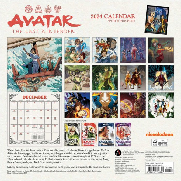 Avatar The Last Airbender 2024 Collector's Edition Wall Calendar 13