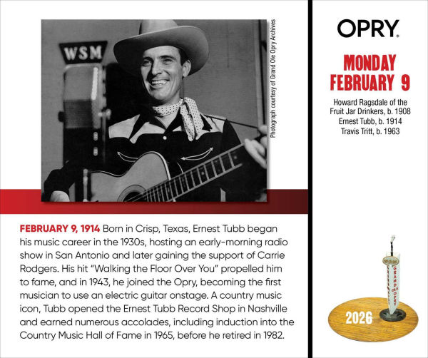 Grand Ole Opry 2026 Day-to-Day Calendar