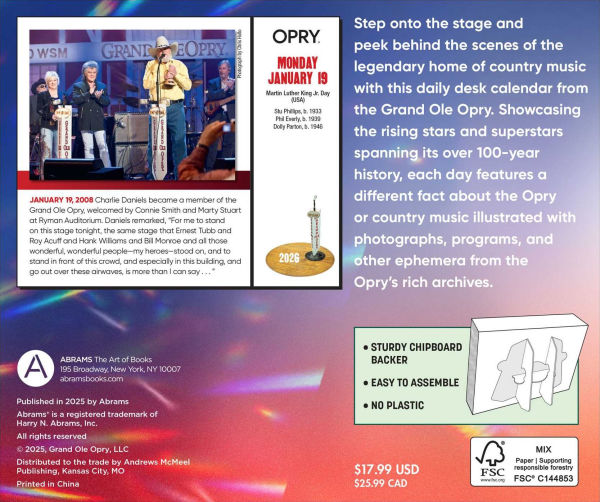 Grand Ole Opry 2026 Day-to-Day Calendar