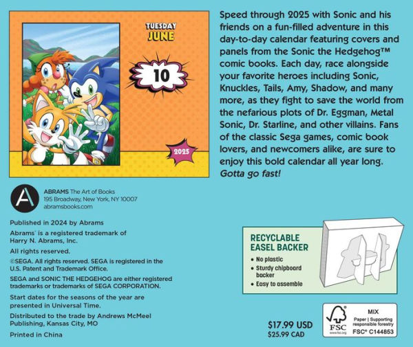 Sonic the Hedgehog Comic Collection 2025 DaytoDay Calendar by Sega