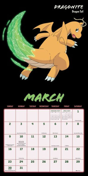 2025 Pokémon Moves Wall Calendar