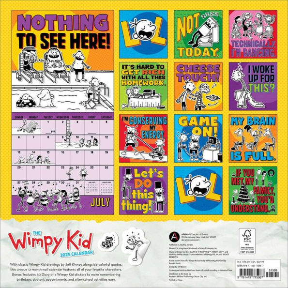 Wimpy Kid 2025 Wall Calendar