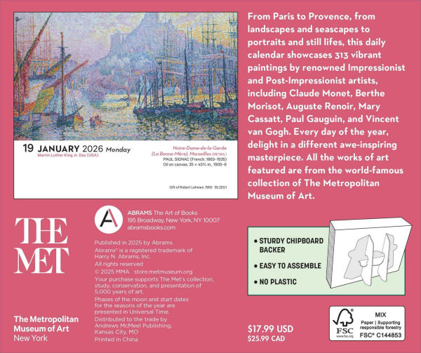 2026 Impressionism and Post-Impressionism Day-to-Day Calendar