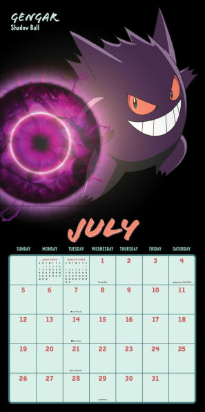 2026 Pokemon Moves Wall Calendar