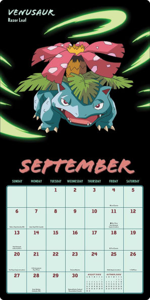 2026 Pokemon Moves Wall Calendar