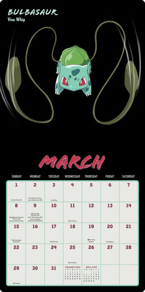 2026 Pokemon Moves Wall Calendar