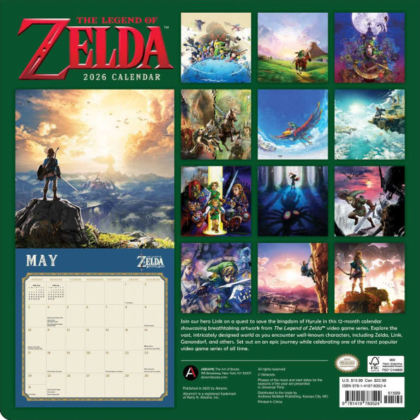 2026 Legend of Zelda Wall Calendar