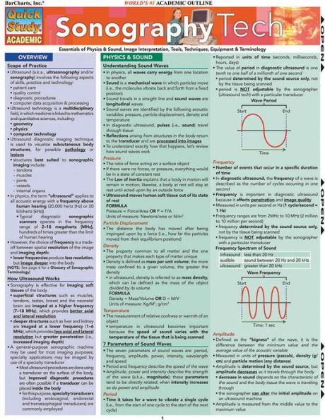 Sonography Tech: QuickStudy Laminated Reference Guide
