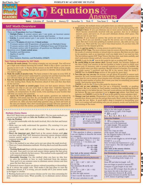 Sat Equations & Answers