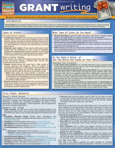Grant Writing: QuickStudy Laminated Reference Guide