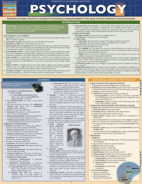 Psychology: a QuickStudy Laminated Reference Guide