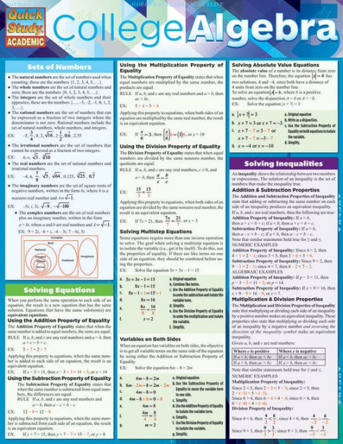 College Algebra by BarCharts Inc, Other Format | Barnes & Noble®