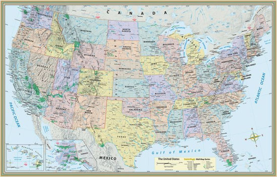 barnes and noble world map poster U S Map Poster 32 X 50 Inches Laminated A Quickstudy barnes and noble world map poster