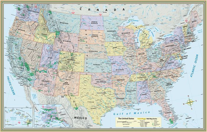 U.S. Map Poster (32 x 50 inches) - Paper: - a QuickStudy Reference by ...