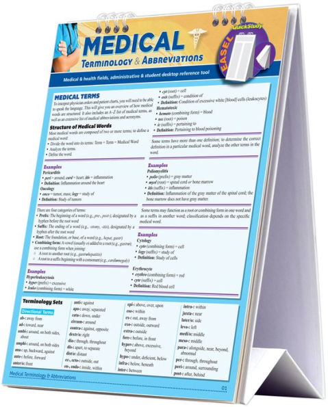 Medical Terminology & Abbreviations Desktop Easel Book: a QuickStudy Reference Tool for Students and Medical, Health & Administrative Fields