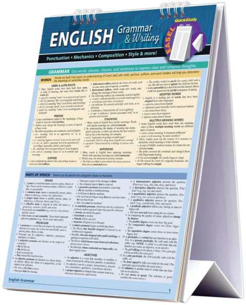 English Grammar & Writing Easel Book: a QuickStudy reference tool for Punctuation, Mechanics, Composition, Style, & More