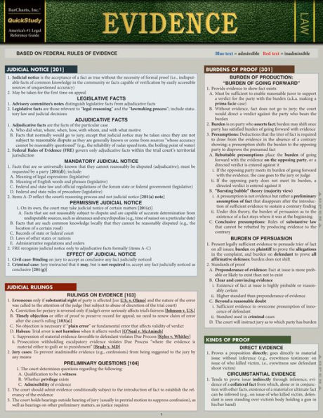 Evidence: QuickStudy Laminated Reference Guide