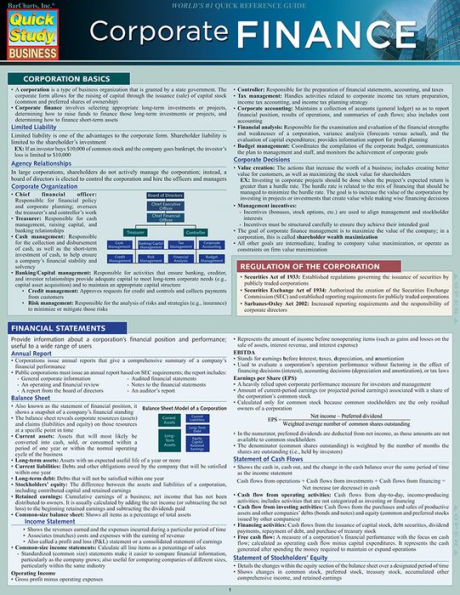 Corporate Finance: QuickStudy Laminated Reference Guide